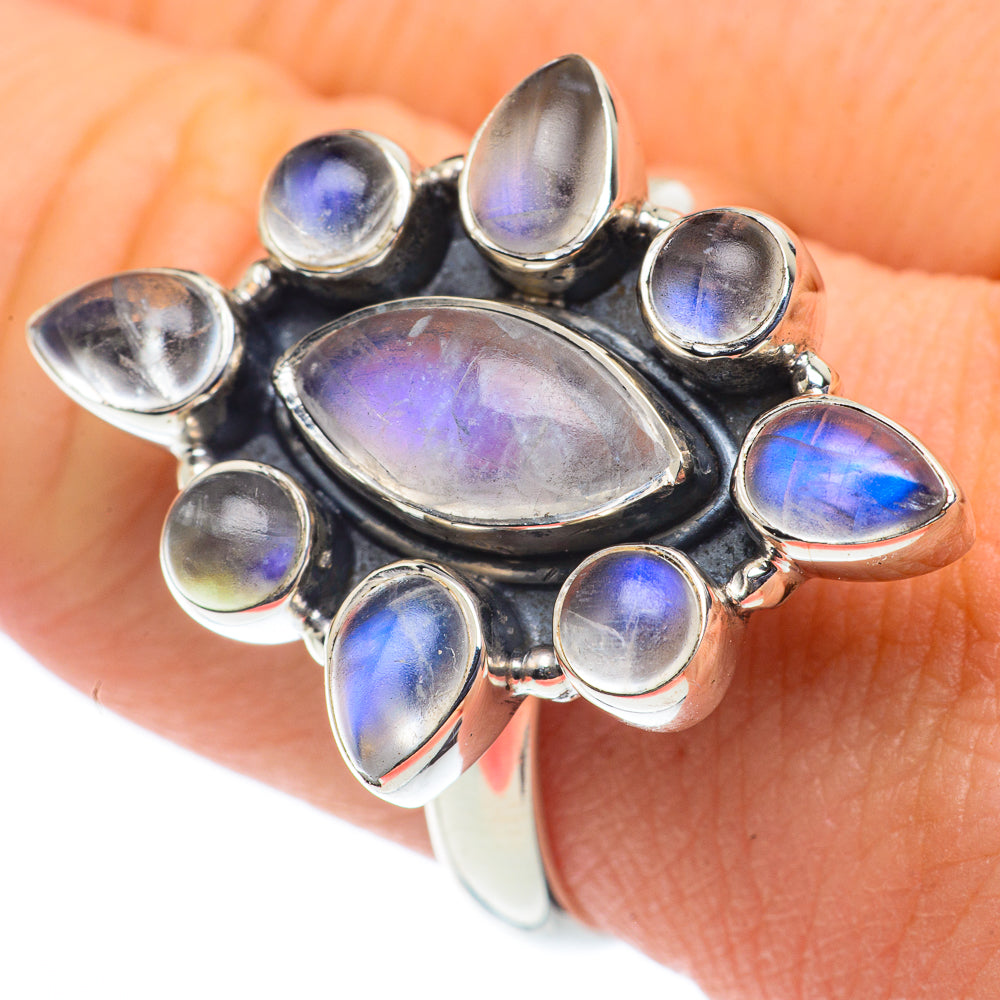 Rainbow Moonstone Rings handcrafted by Anasilvercos - RING62378