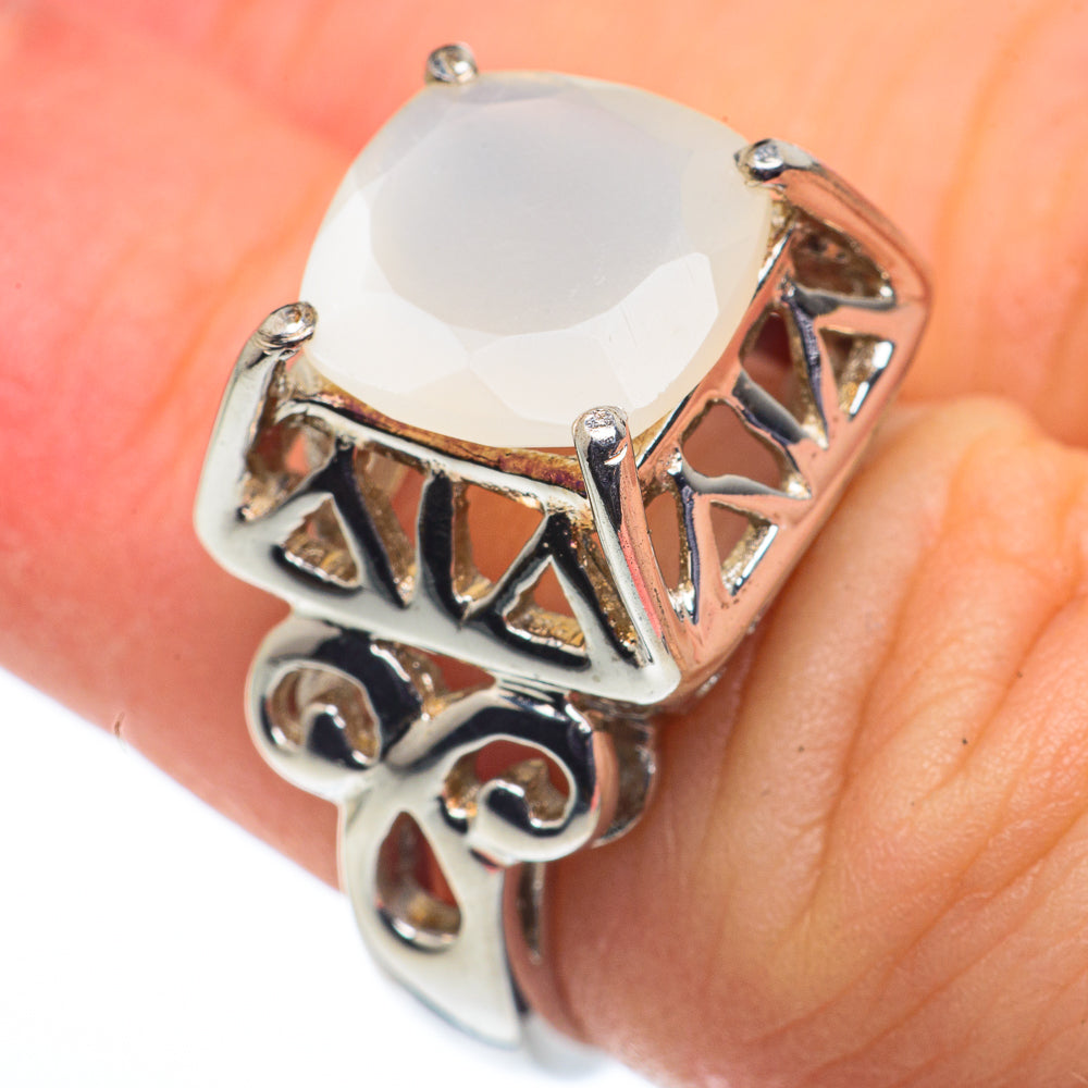 Rainbow Moonstone Rings handcrafted by Anasilvercos - RING62415