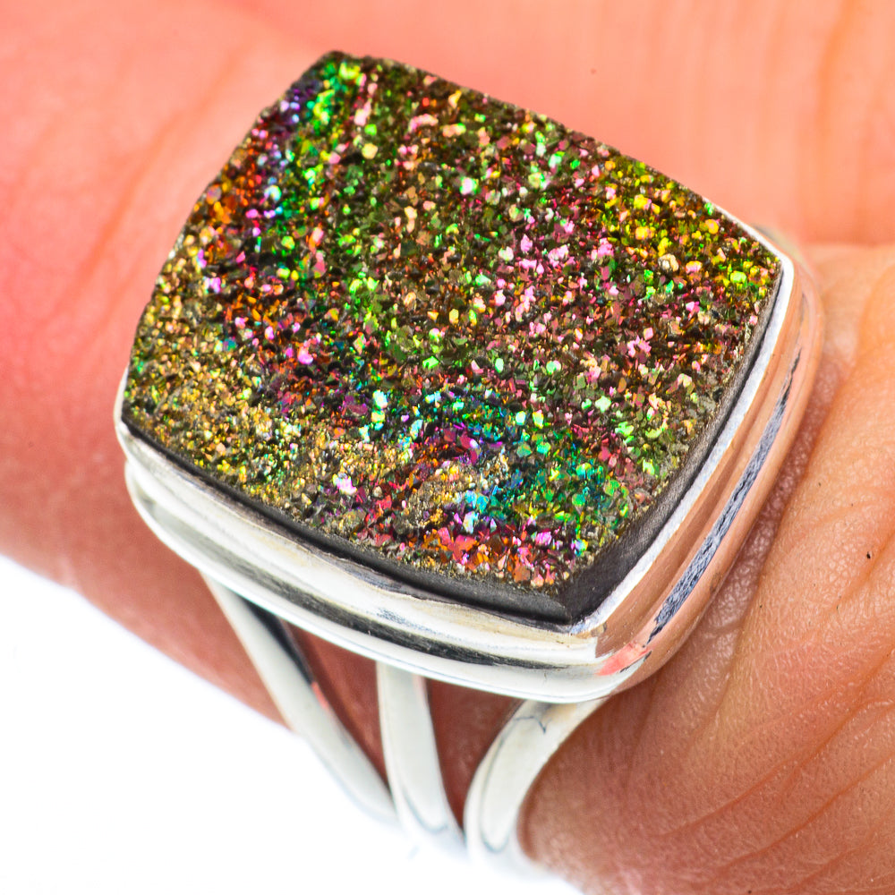 Spectro Pyrite Druzy Rings handcrafted by Anasilvercos - RING62441