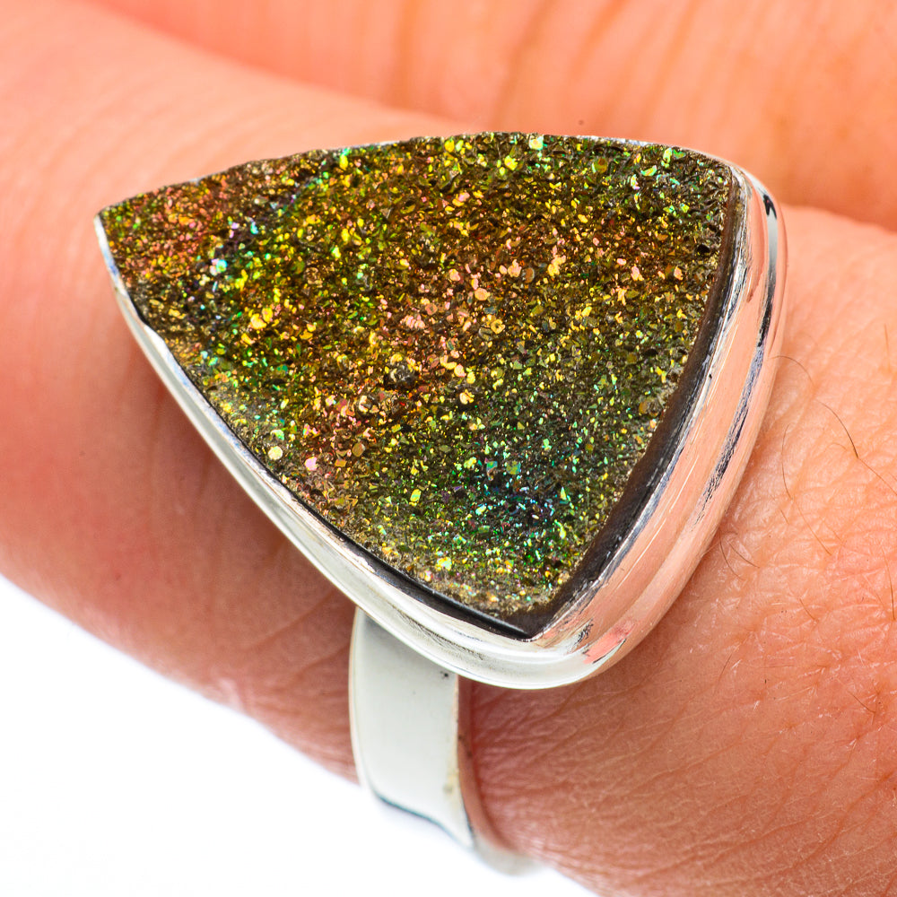 Spectro Pyrite Druzy Rings handcrafted by Anasilvercos - RING62442