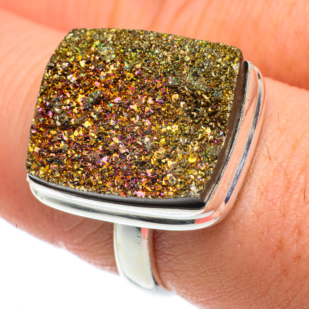 Spectro Pyrite Druzy Rings handcrafted by Anasilvercos - RING62504