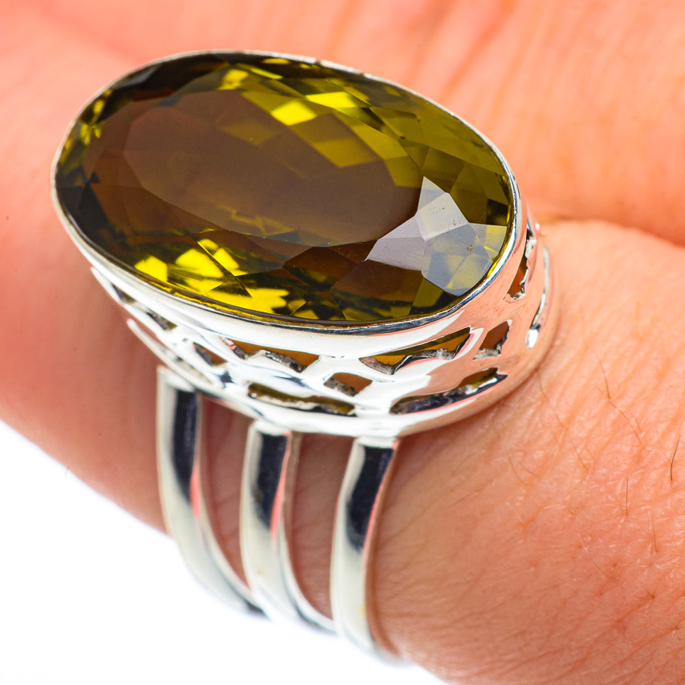 Olive Quartz Rings handcrafted by Anasilvercos - RING62543