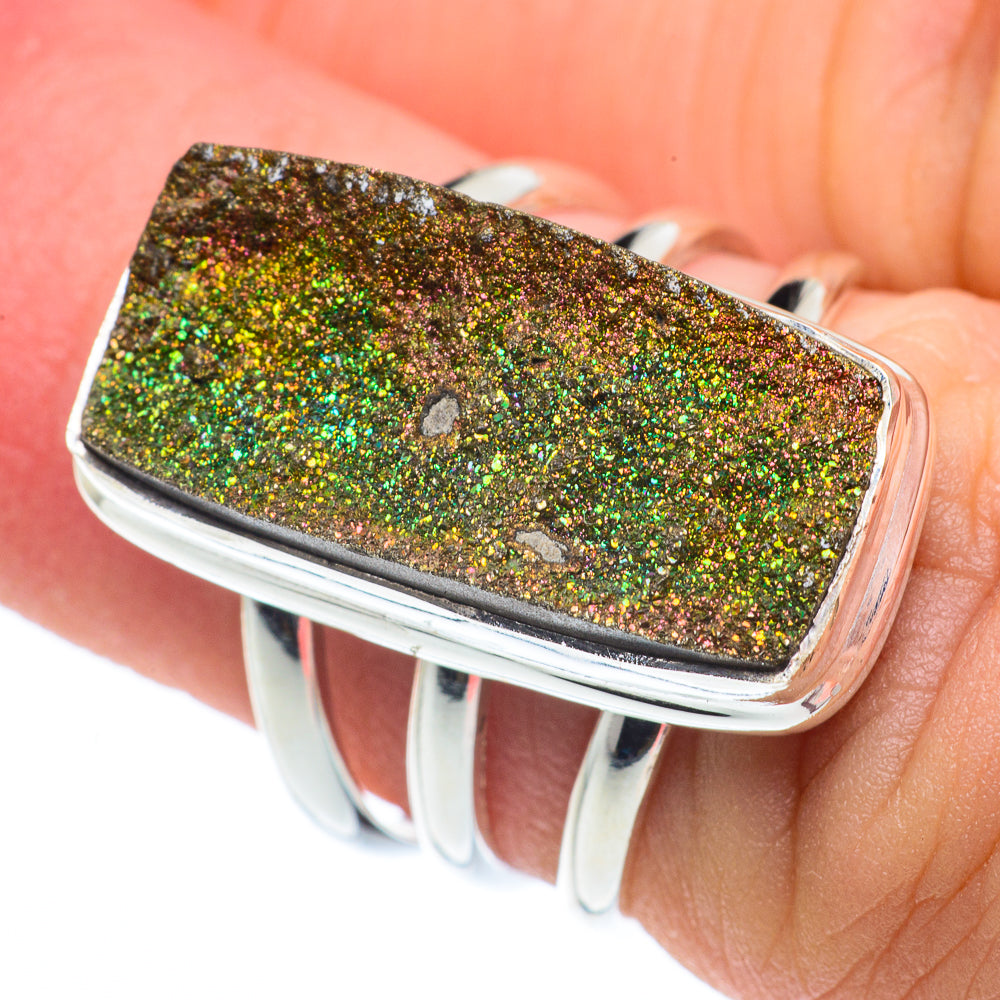 Spectro Pyrite Druzy Rings handcrafted by Anasilvercos - RING62558