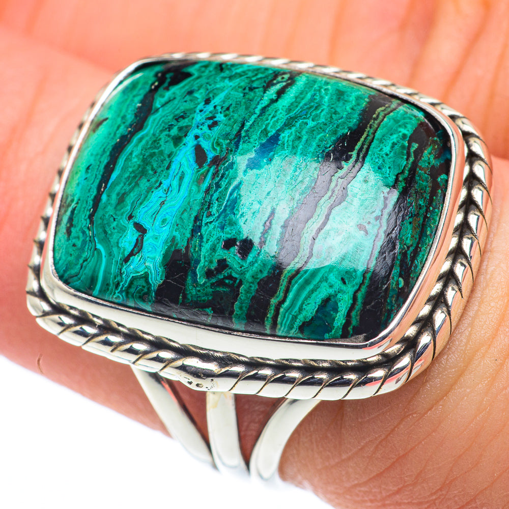 Malachite In Chrysocolla Rings handcrafted by Anasilvercos - RING62570