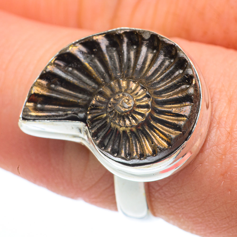 Pyrite Fossil Rings handcrafted by Anasilvercos - RING62588