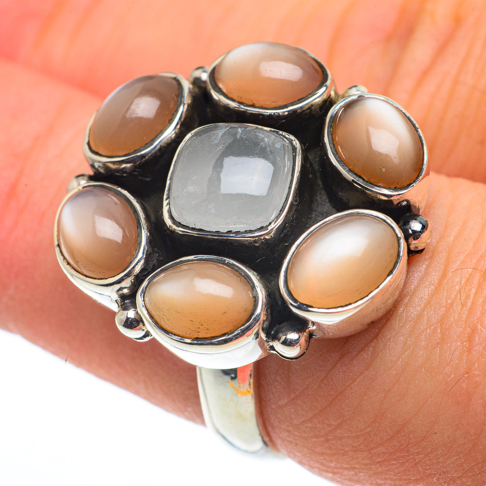 Moonstone, Peach Moonstone Rings handcrafted by Anasilvercos - RING62627