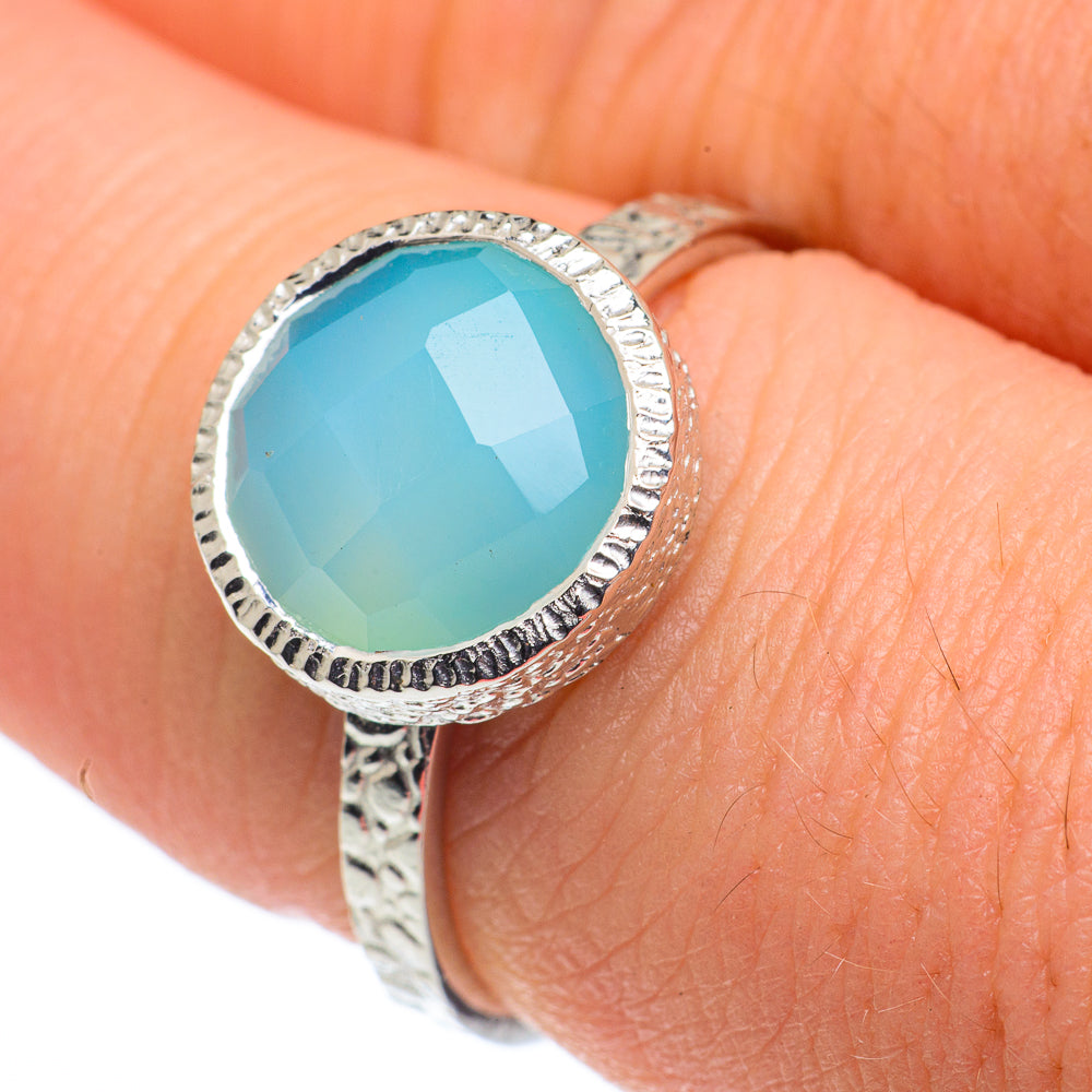 Aqua Chalcedony Rings handcrafted by Anasilvercos - RING62648