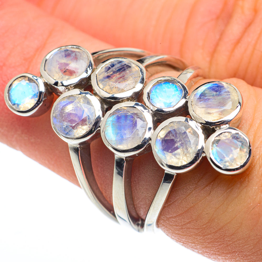 Rainbow Moonstone Rings handcrafted by Anasilvercos - RING62730