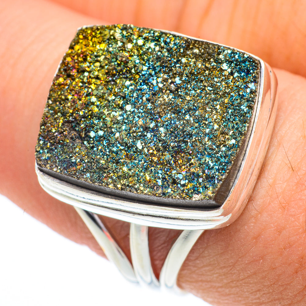 Spectro Pyrite Druzy Rings handcrafted by Anasilvercos - RING62774