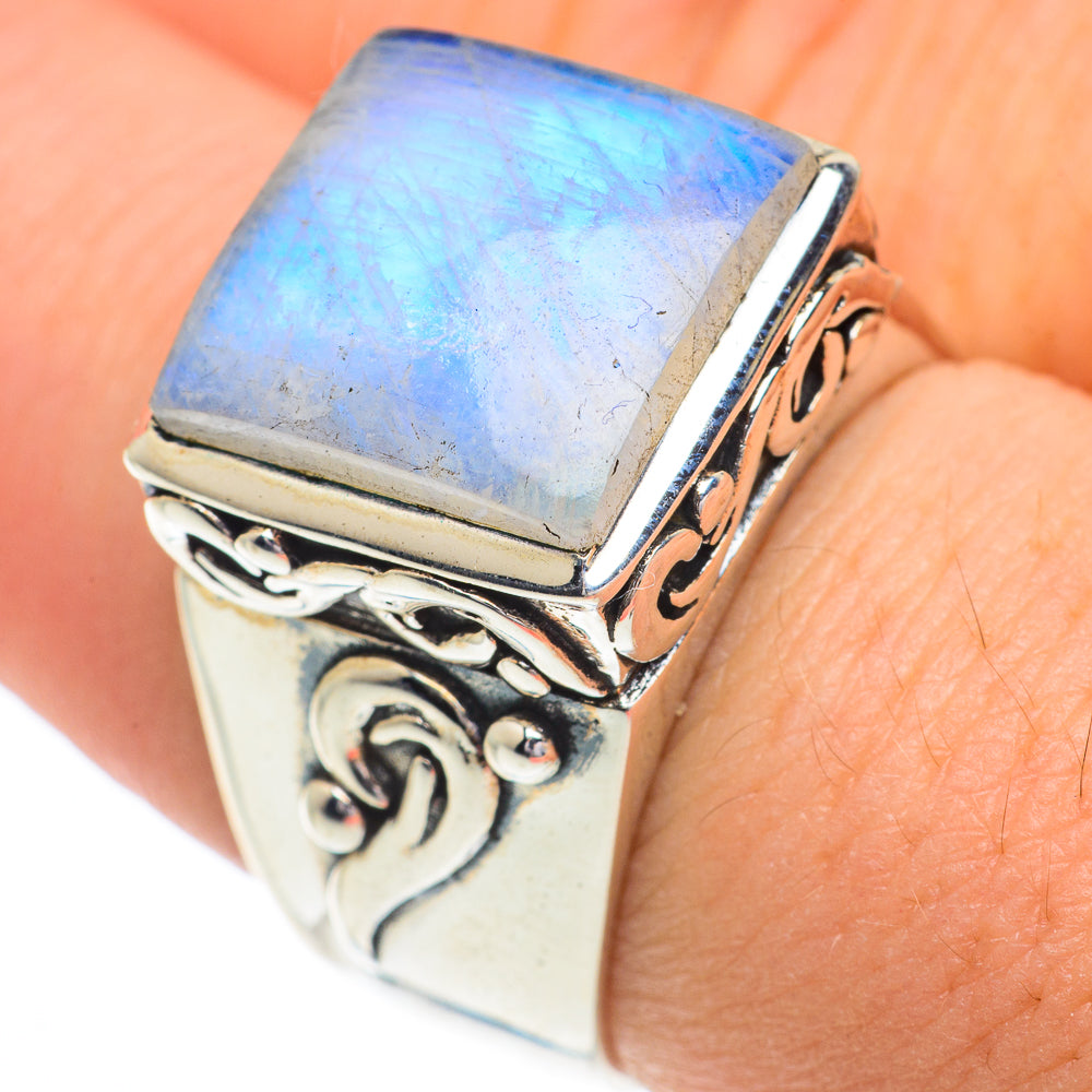 Rainbow Moonstone Rings handcrafted by Anasilvercos - RING62811