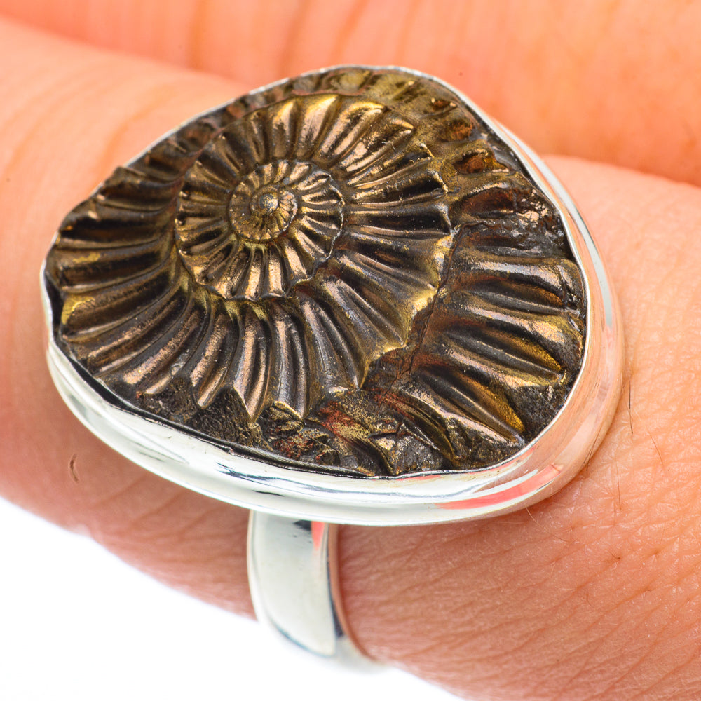 Pyrite Fossil Rings handcrafted by Anasilvercos - RING62840