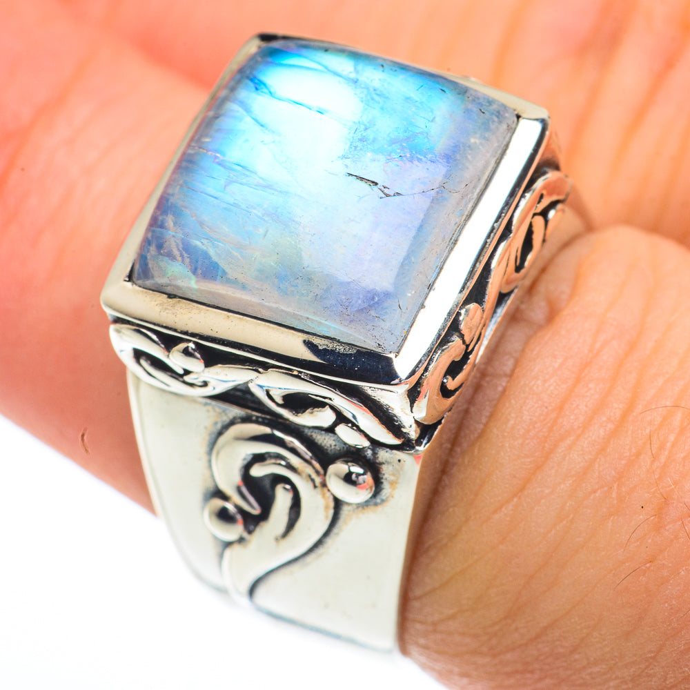 Rainbow Moonstone Rings handcrafted by Anasilvercos - RING62841