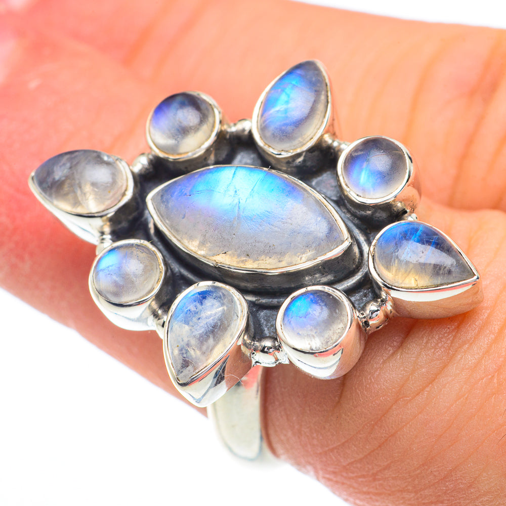 Rainbow Moonstone Rings handcrafted by Anasilvercos - RING62842