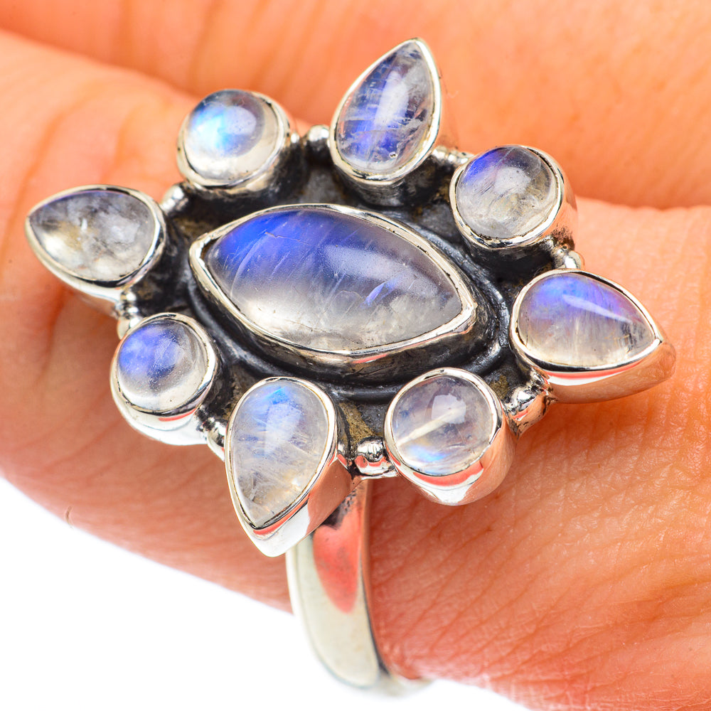 Rainbow Moonstone Rings handcrafted by Anasilvercos - RING62863