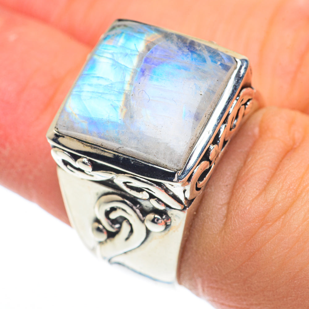 Rainbow Moonstone Rings handcrafted by Anasilvercos - RING62864