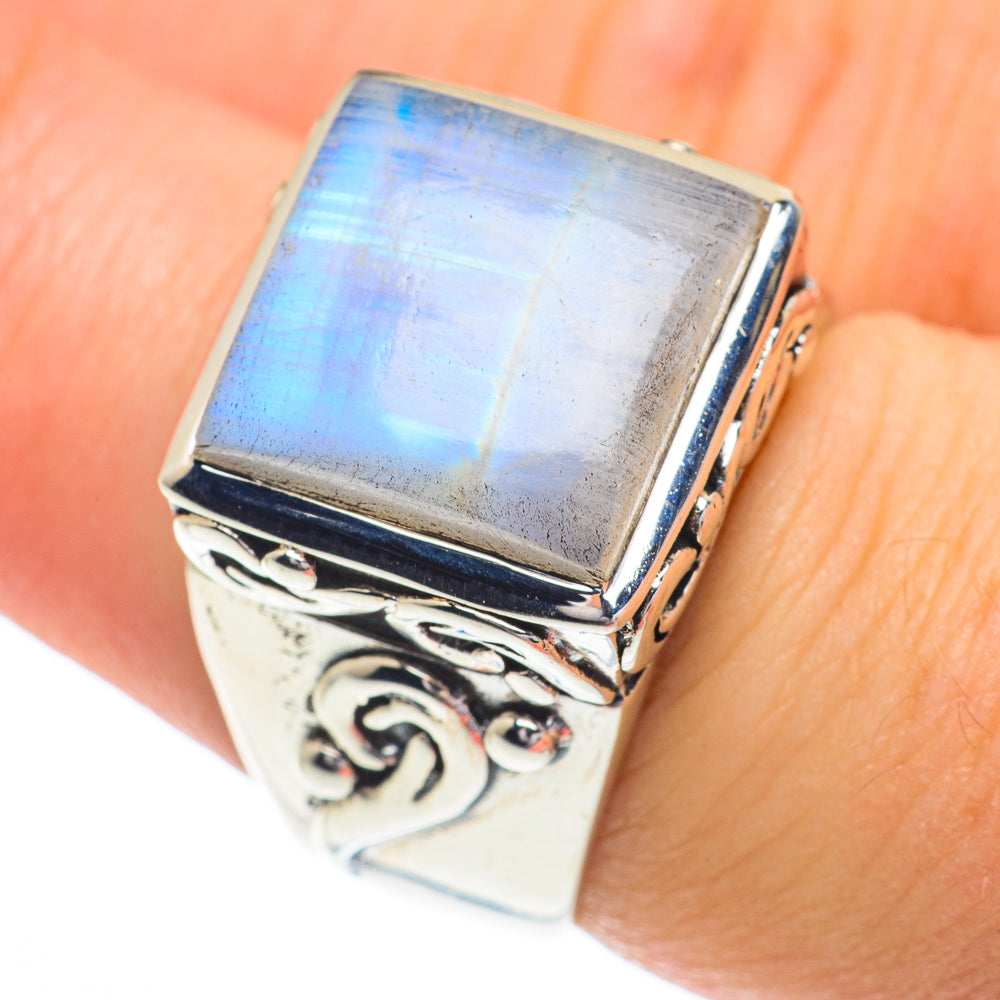 Rainbow Moonstone Rings handcrafted by Anasilvercos - RING62885