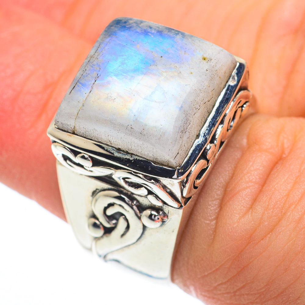 Rainbow Moonstone Rings handcrafted by Anasilvercos - RING62905