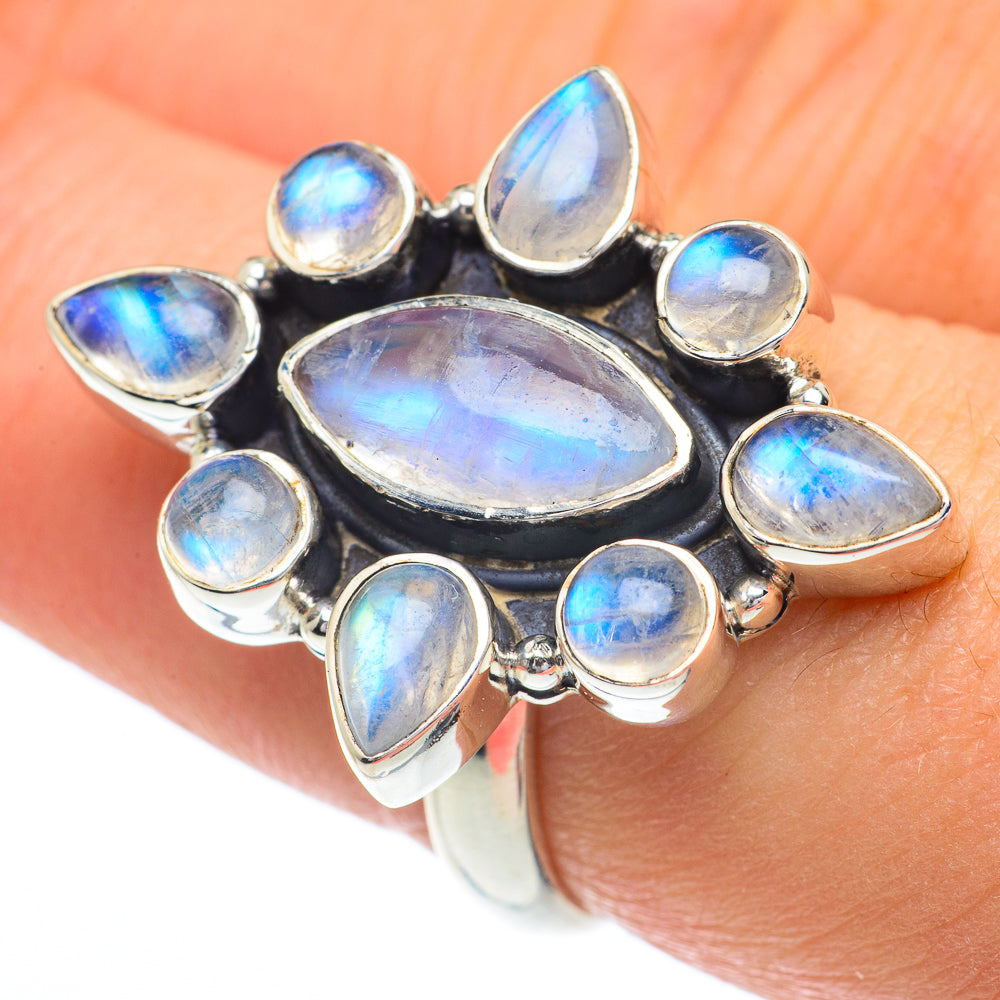 Rainbow Moonstone Rings handcrafted by Anasilvercos - RING62906