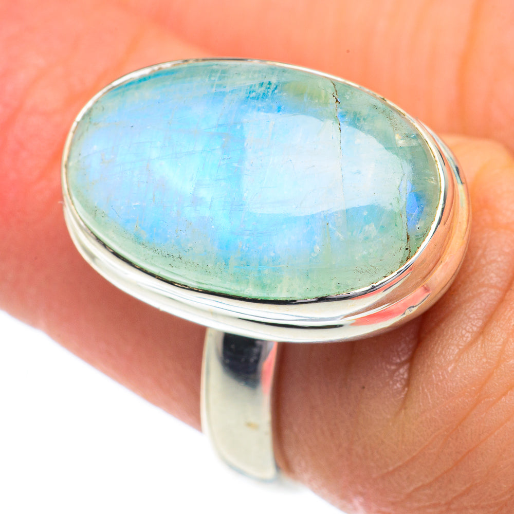 Rainbow Moonstone Rings handcrafted by Anasilvercos - RING62916