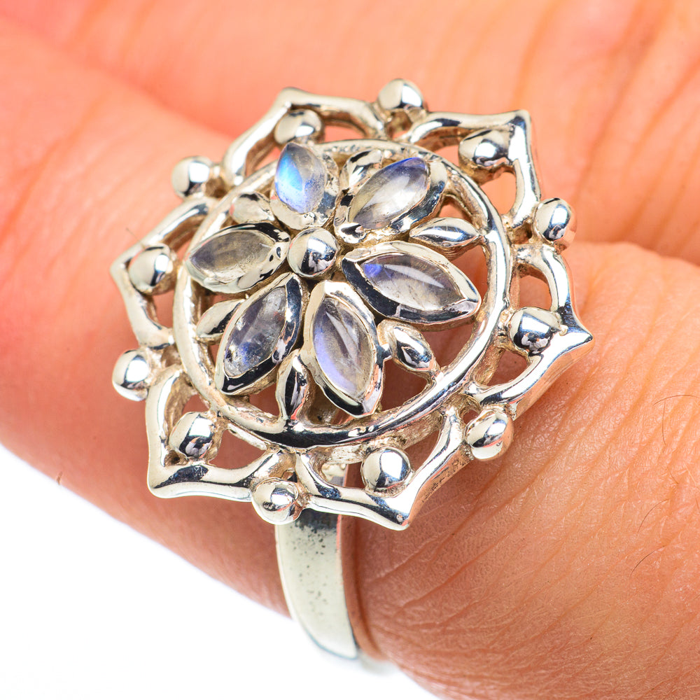 Rainbow Moonstone Rings handcrafted by Anasilvercos - RING62962