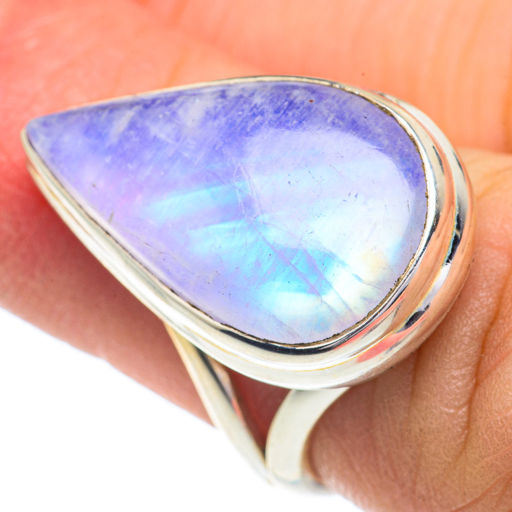 Rainbow Moonstone Rings handcrafted by Anasilvercos - RING62973