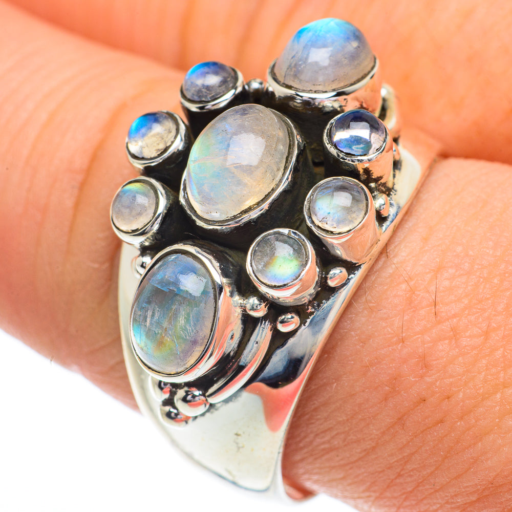 Rainbow Moonstone Rings handcrafted by Anasilvercos - RING62974