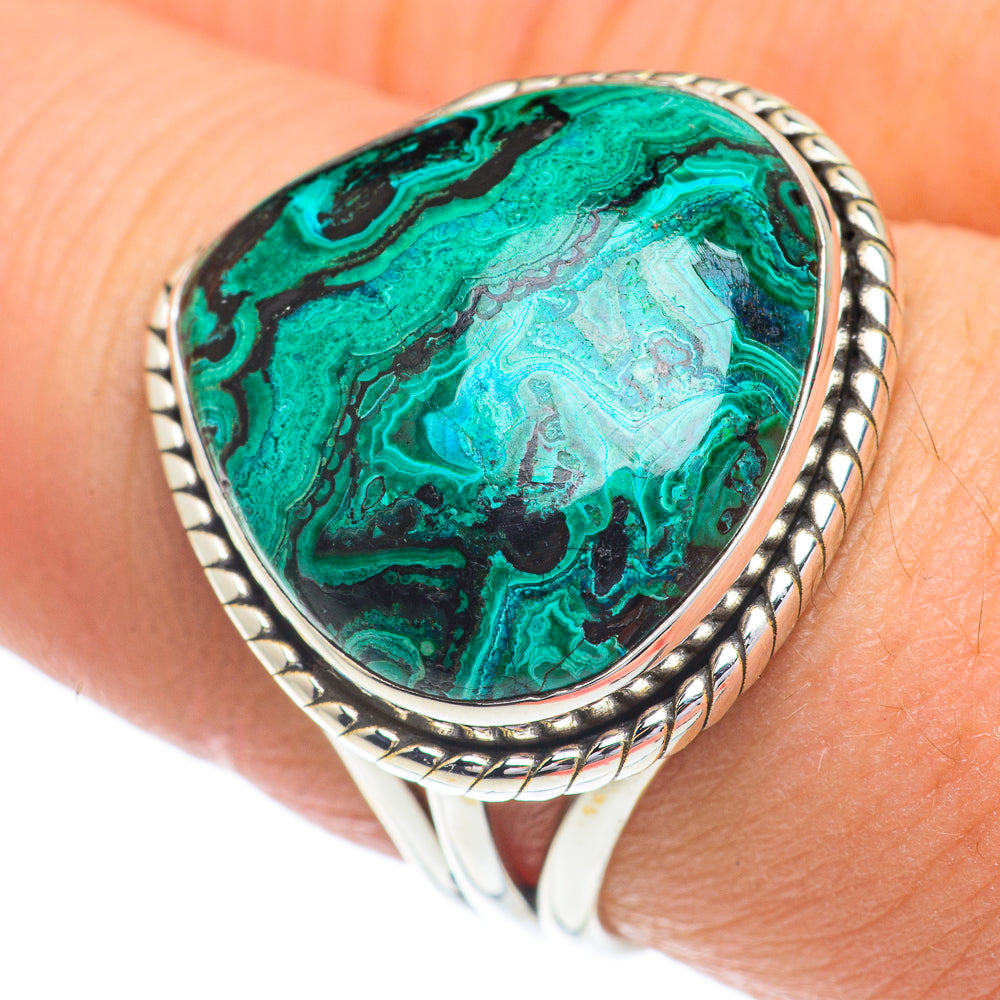 Malachite In Chrysocolla Rings handcrafted by Anasilvercos - RING62980