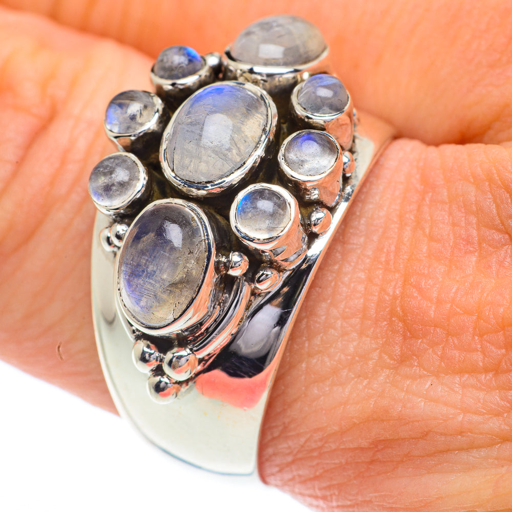 Rainbow Moonstone Rings handcrafted by Anasilvercos - RING62992