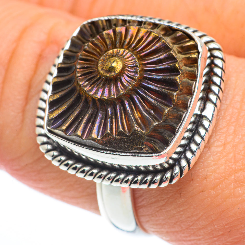 Pyrite Fossil Rings handcrafted by Anasilvercos - RING63158