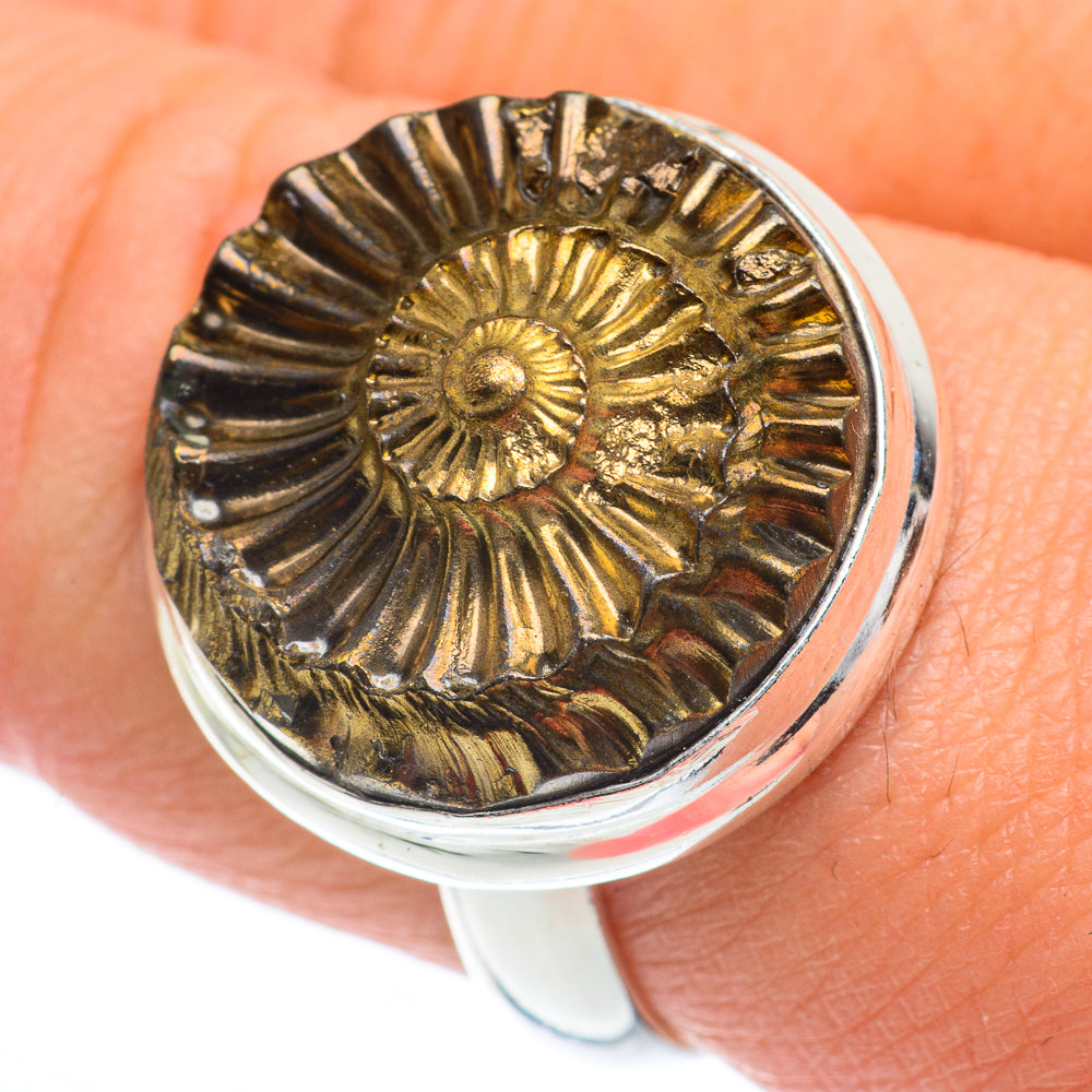 Pyrite Fossil Rings handcrafted by Anasilvercos - RING63159