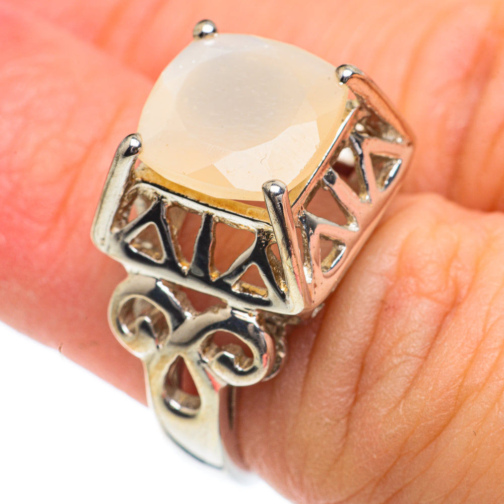 Rainbow Moonstone Rings handcrafted by Anasilvercos - RING63189