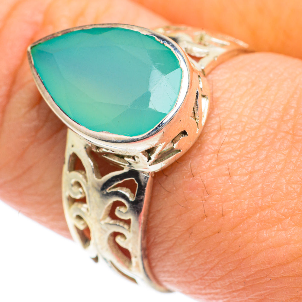 Aqua Chalcedony Rings handcrafted by Anasilvercos - RING63200