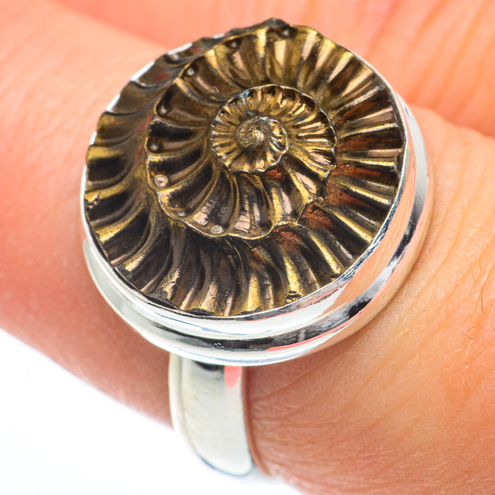 Pyrite Fossil Rings handcrafted by Anasilvercos - RING63236
