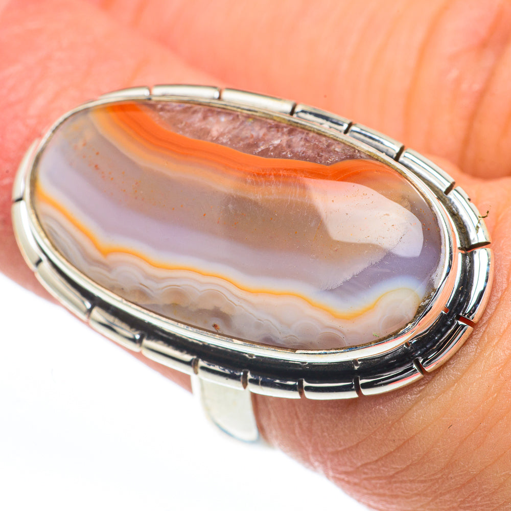 Orange Botswana Agate Rings handcrafted by Anasilvercos - RING63253