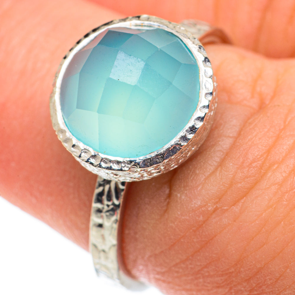 Aqua Chalcedony Rings handcrafted by Anasilvercos - RING63409