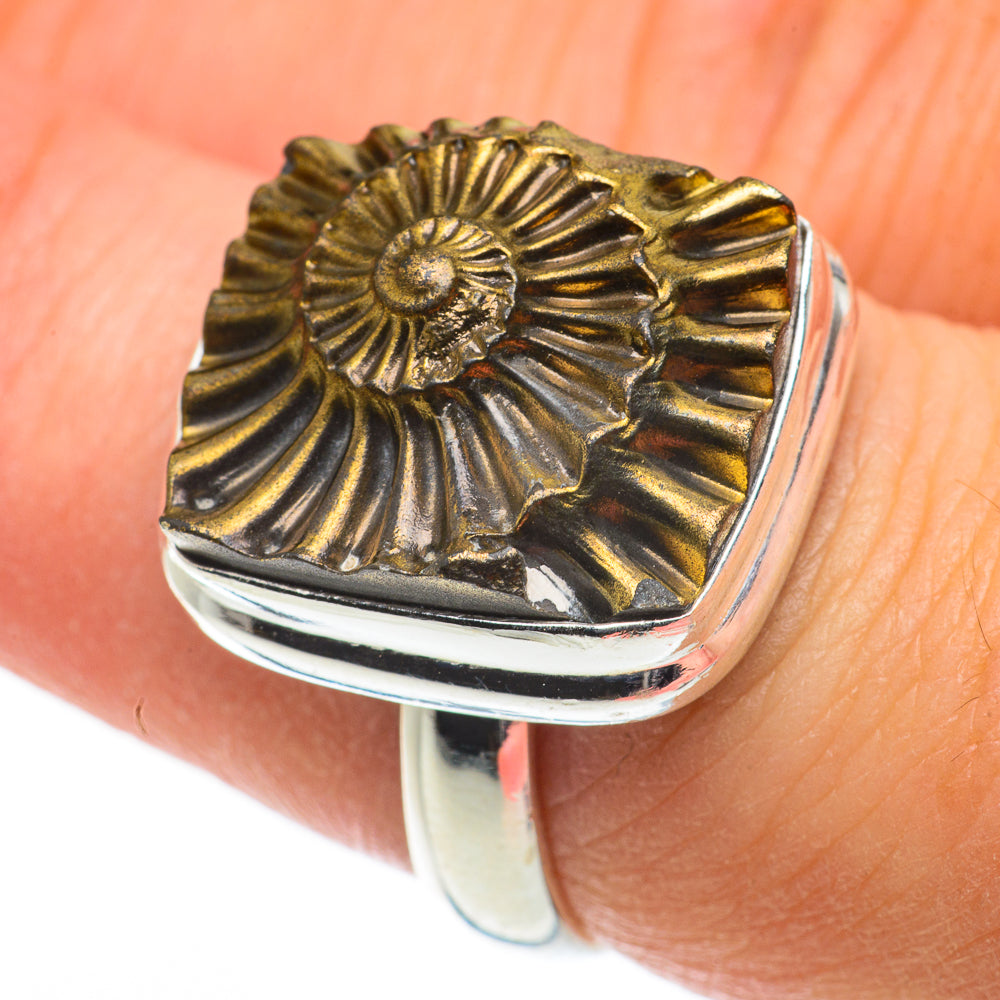 Pyrite Fossil Rings handcrafted by Anasilvercos - RING63505