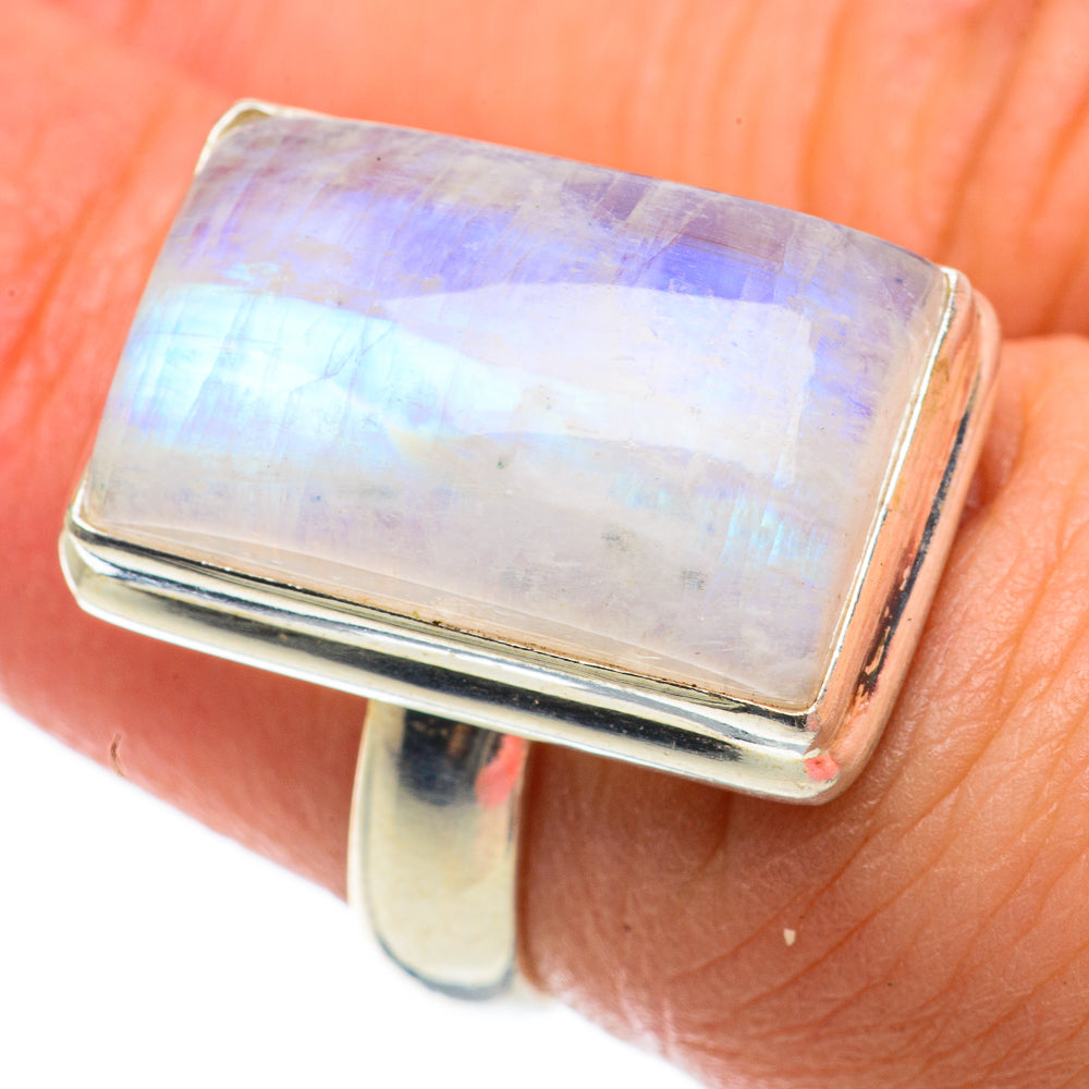 Rainbow Moonstone Rings handcrafted by Anasilvercos - RING63732