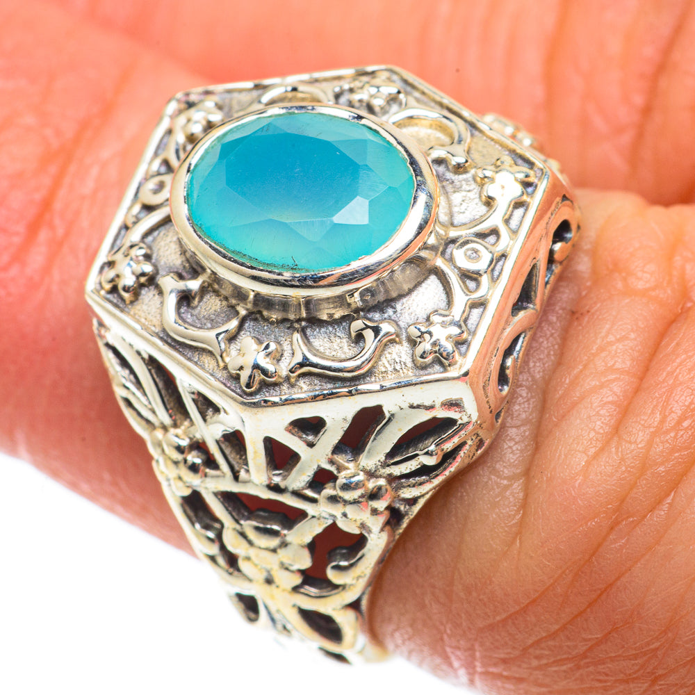 Aqua Chalcedony Rings handcrafted by Anasilvercos - RING63777