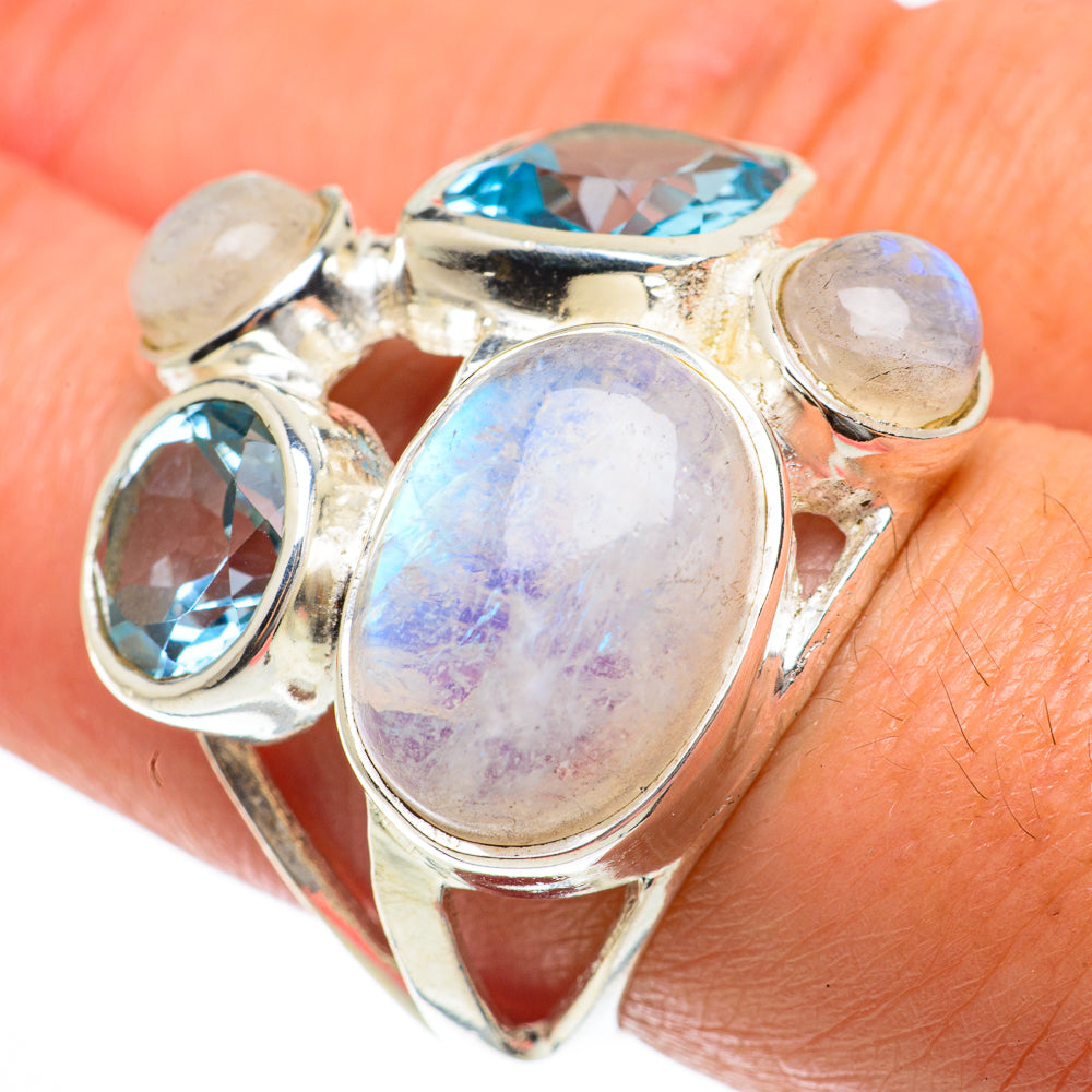 Rainbow Moonstone Rings handcrafted by Anasilvercos - RING63817