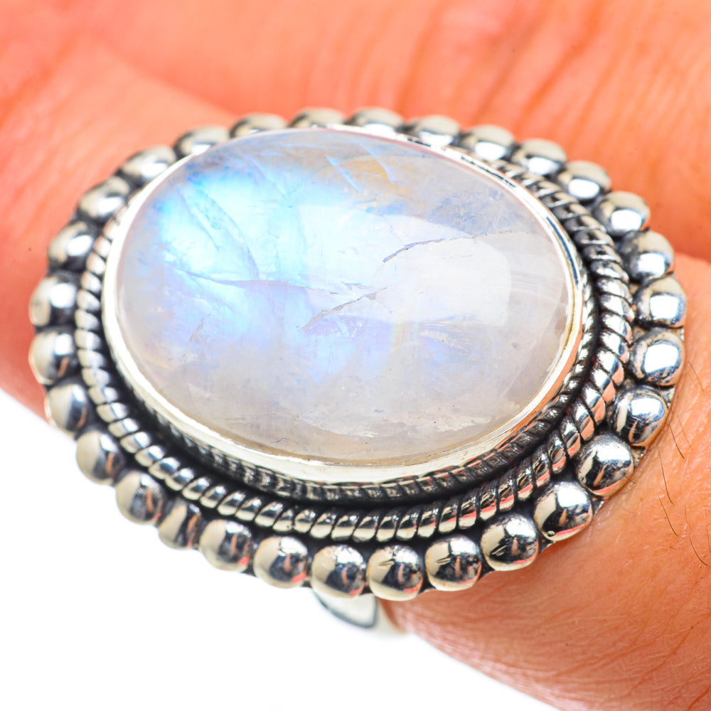 Rainbow Moonstone Rings handcrafted by Anasilvercos - RING63839
