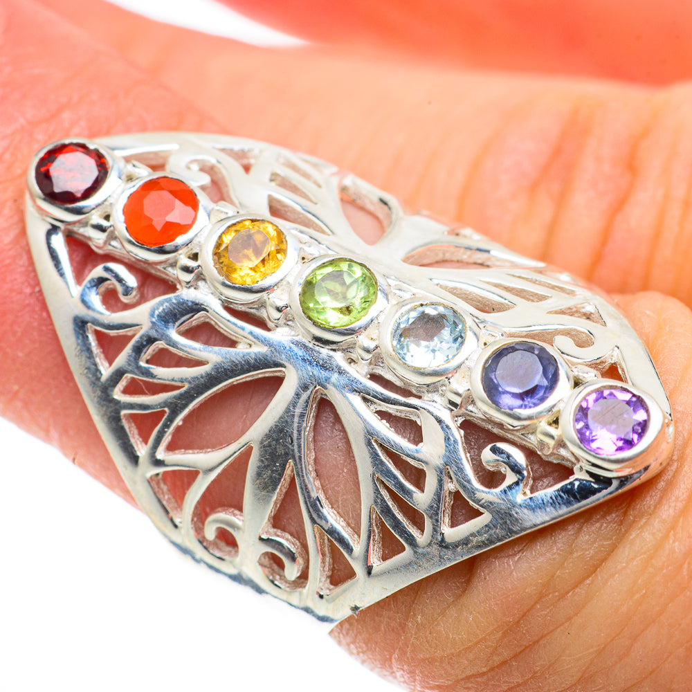 Multi-Stone Chakra Rings handcrafted by Anasilvercos - RING63901