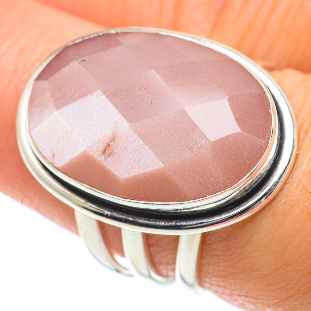 Peach Moonstone Rings handcrafted by Anasilvercos - RING63914