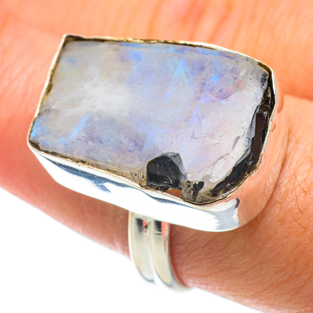 Rainbow Moonstone Rings handcrafted by Anasilvercos - RING63924