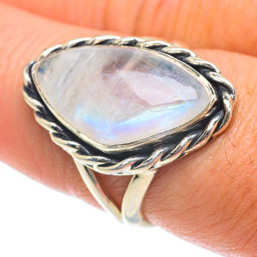 Rainbow Moonstone Rings handcrafted by Anasilvercos - RING63925