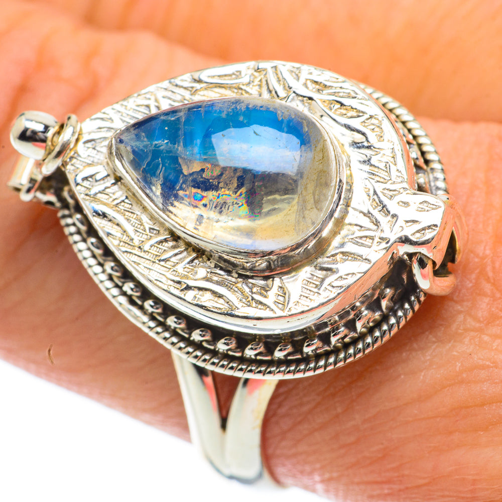 Rainbow Moonstone Rings handcrafted by Anasilvercos - RING63947