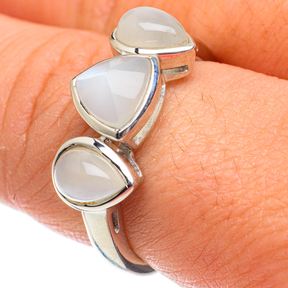 Rainbow Moonstone Rings handcrafted by Anasilvercos - RING63948