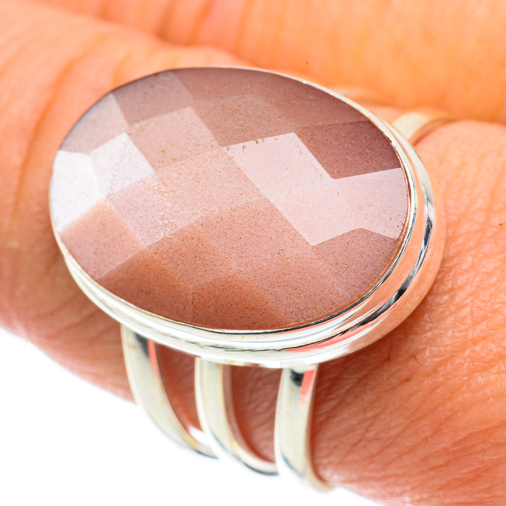 Peach Moonstone Rings handcrafted by Anasilvercos - RING63957
