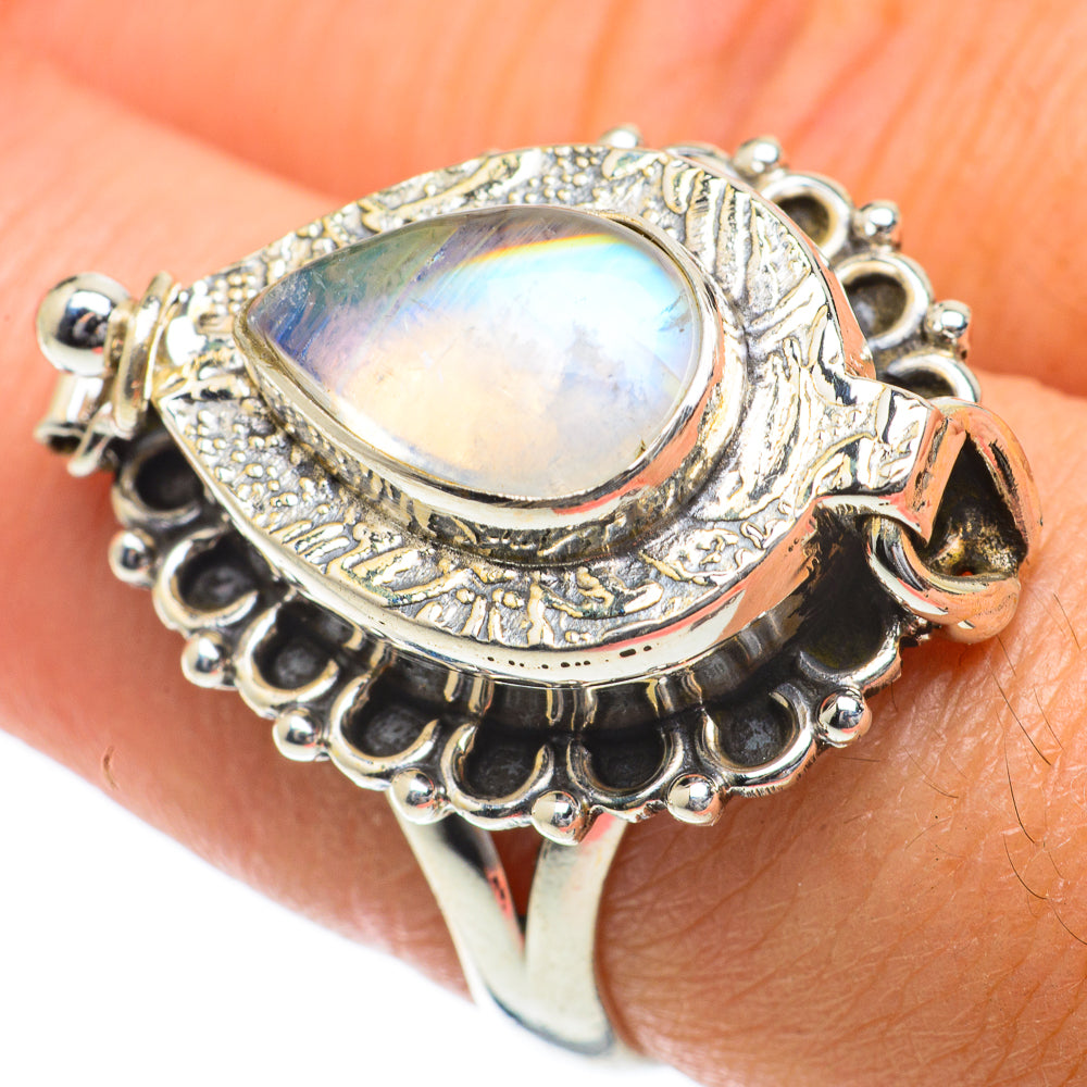 Rainbow Moonstone Rings handcrafted by Anasilvercos - RING63964