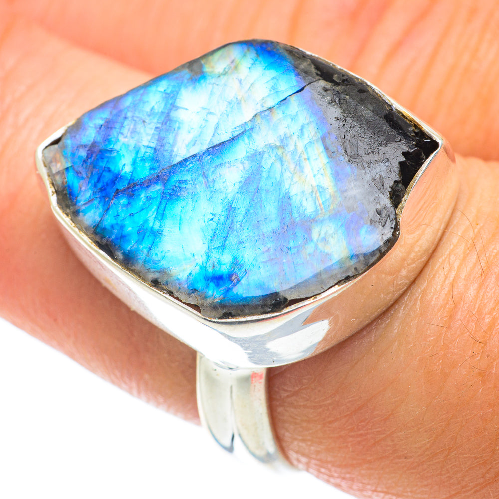 Rainbow Moonstone Rings handcrafted by Anasilvercos - RING63965