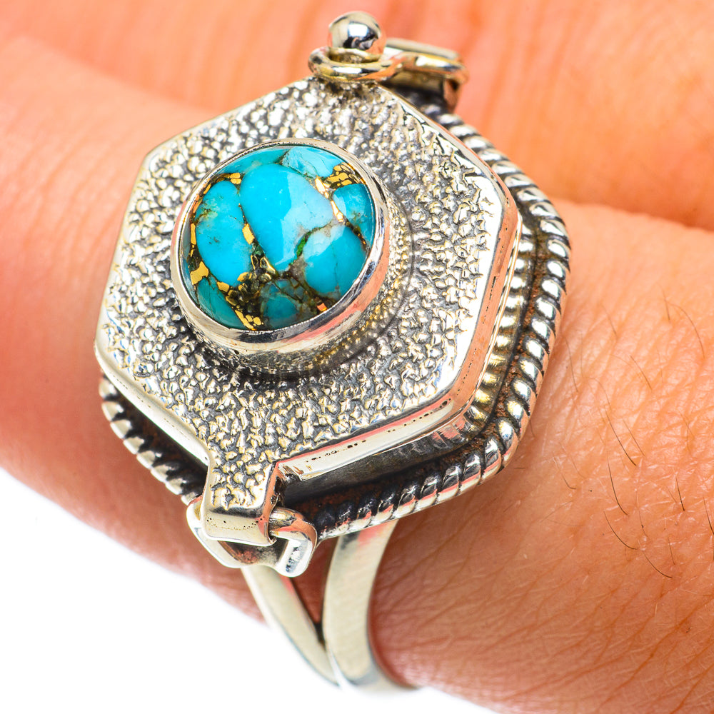 Blue Copper Composite Turquoise Rings handcrafted by Anasilvercos - RING64034